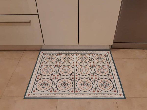 שטיח PVC למטבח דגם ענתיק טורקיז