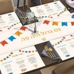 סט ראנר ופלייסמנטים רב פעמיים לחנוכה דגם שירי חנוכה 2