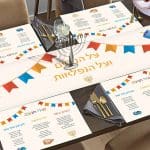 סט ראנר ופלייסמנטים רב פעמיים לחנוכה דגם שירי חנוכה 1
